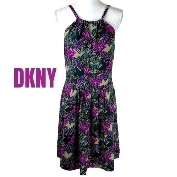 DKNY Pink Gray Cottage Casual Feminine Y2K Shift Dress NWOT Size M - Picture 2 of 14
